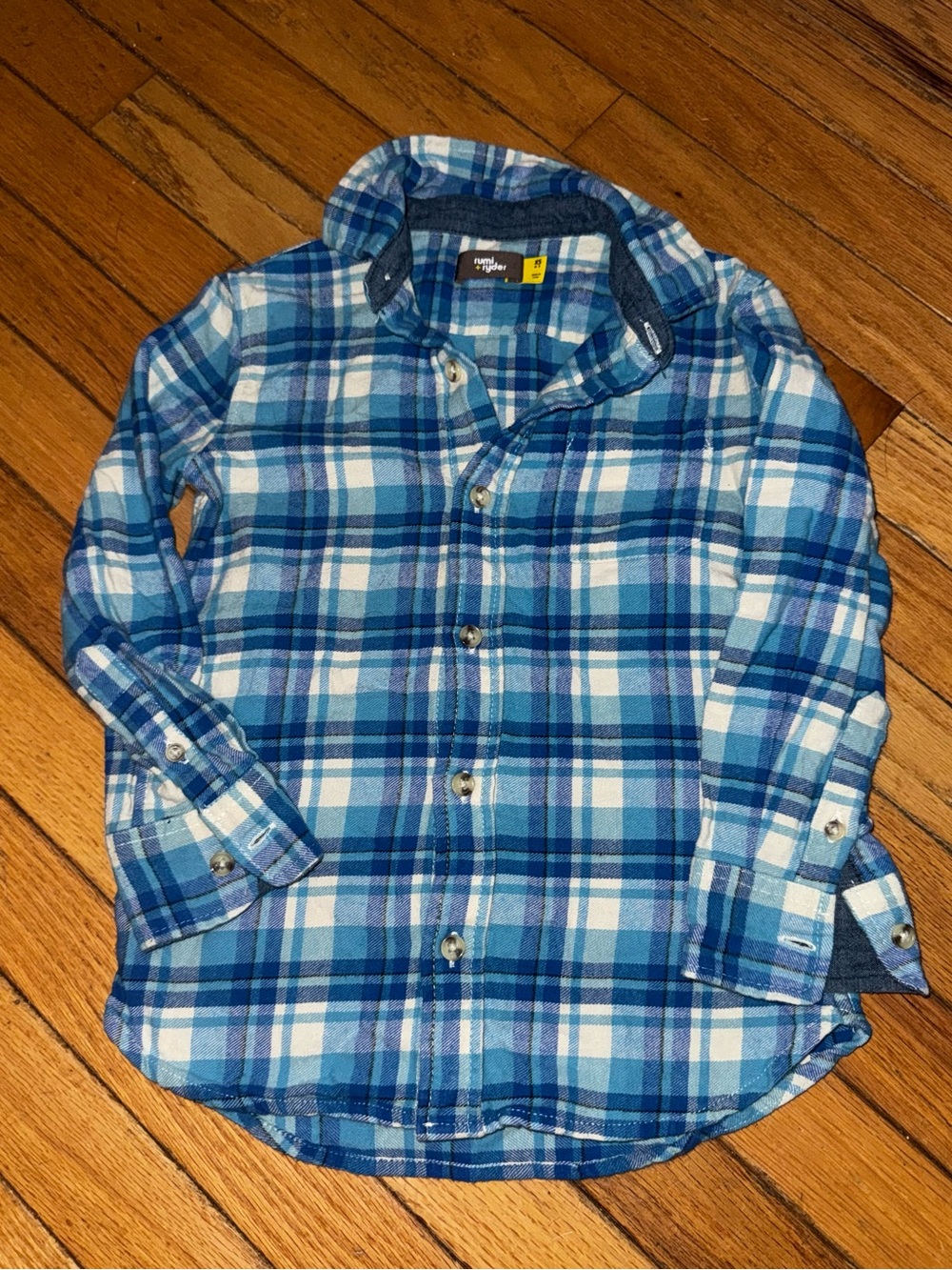Blue & White Plaid Button-Down Shirt for Kids - Soft Everyday Flannel